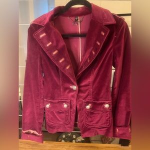 Size 4 BEBE velvet blazer in cranberry. Fits as a size small